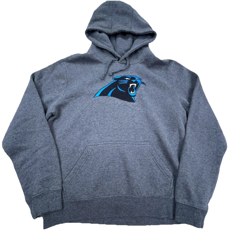Carolina Panthers Hoodie Men Medium Gray Sweatshirt Sweater NFL Big Logo Cotton